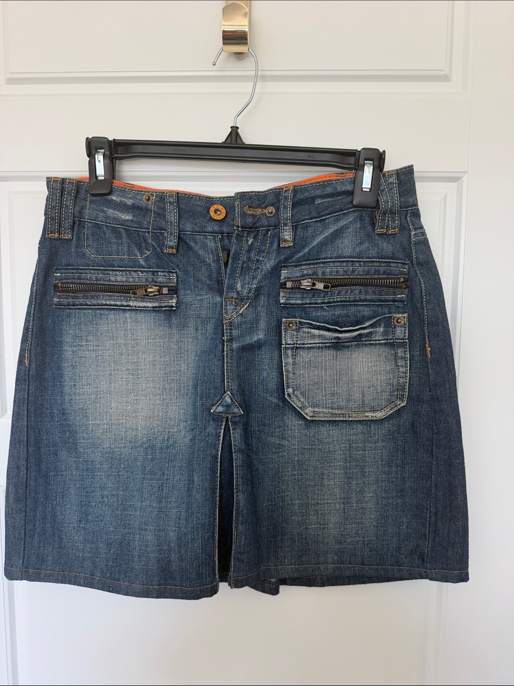 Denim Mini Skirt in Faded Blue